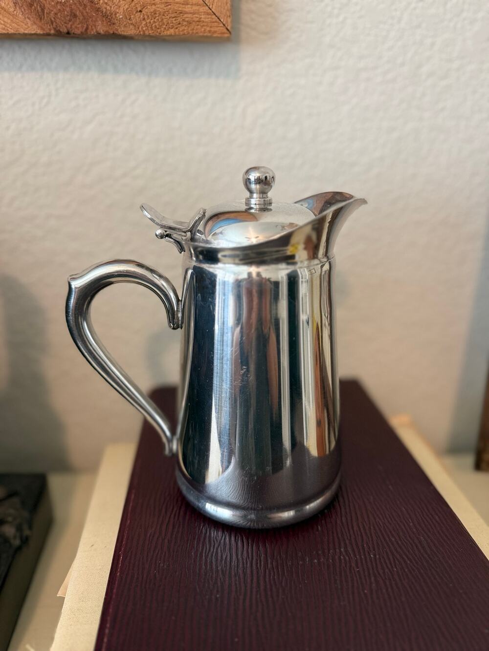 Vintage Brandware Stainless Steel Coffee Pot Pitcher Hinged Lid Japan MCM